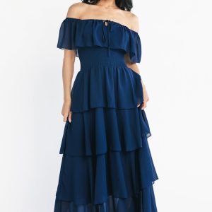 Carina Off Shoulder Maxi Dress | Navy