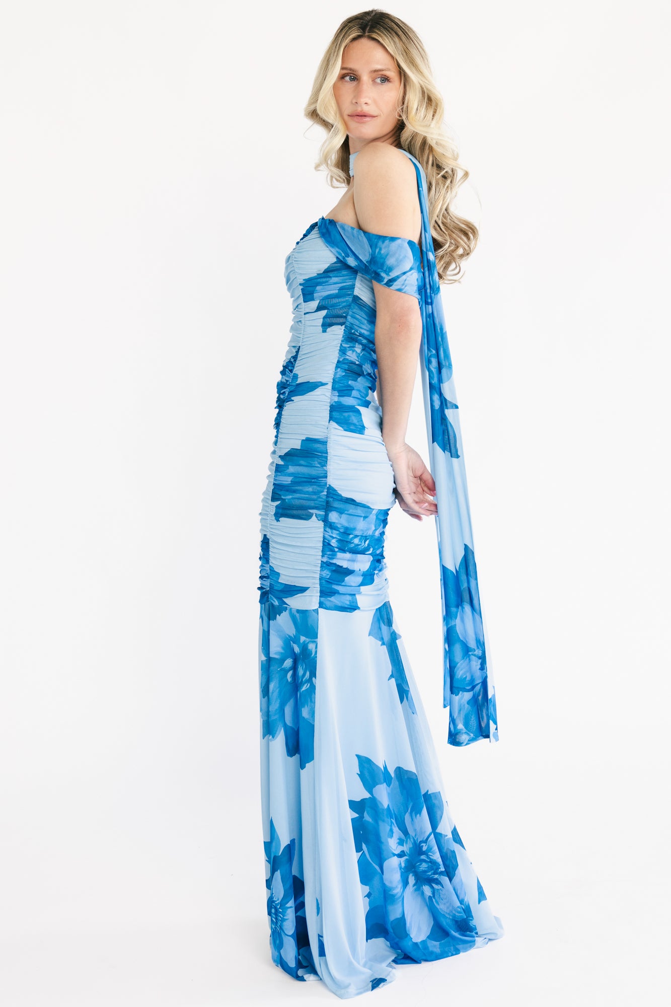 Bellina Off Shoulder Maxi Dress | Blue - Image 3