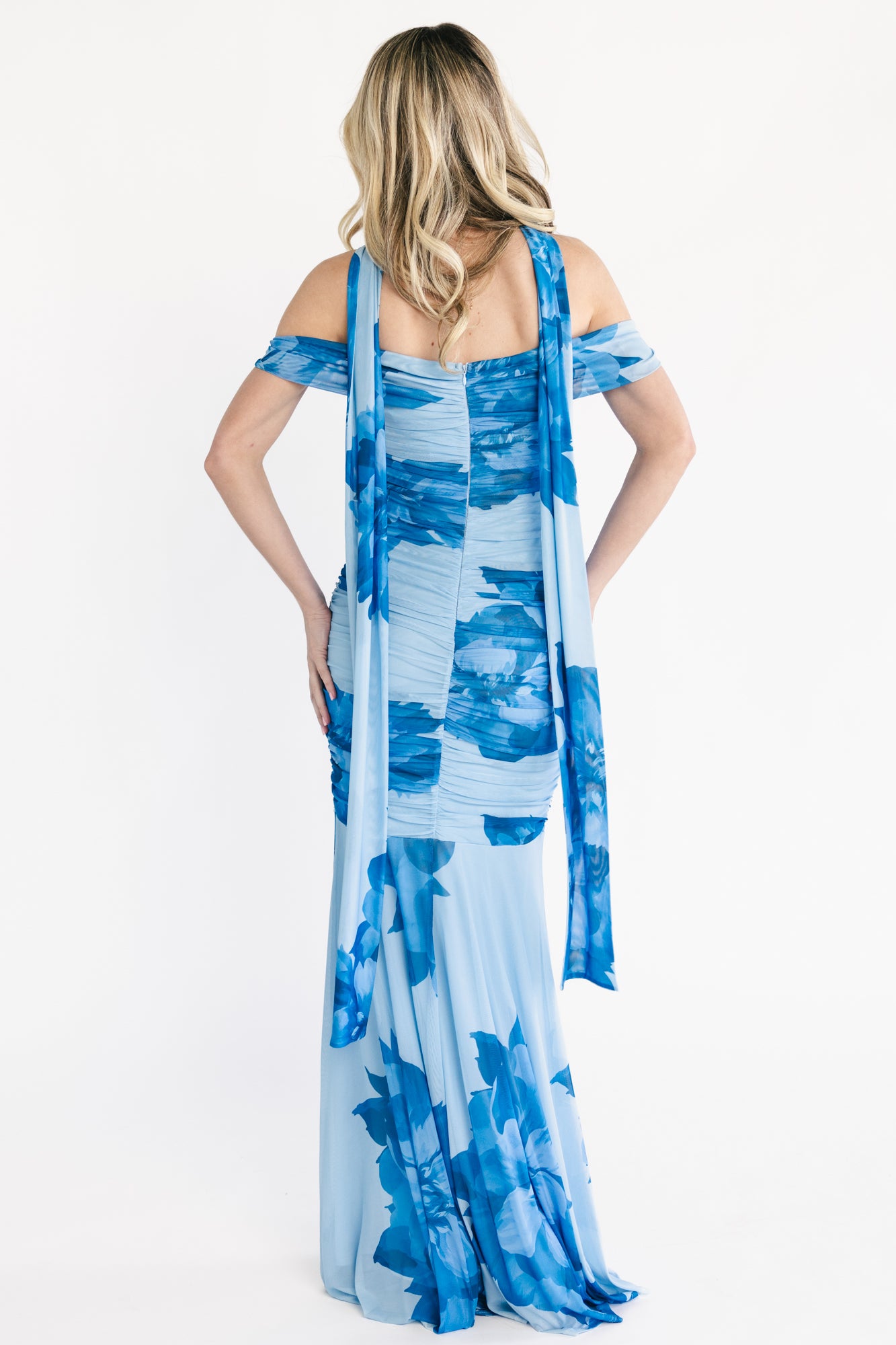 Bellina Off Shoulder Maxi Dress | Blue - Image 4