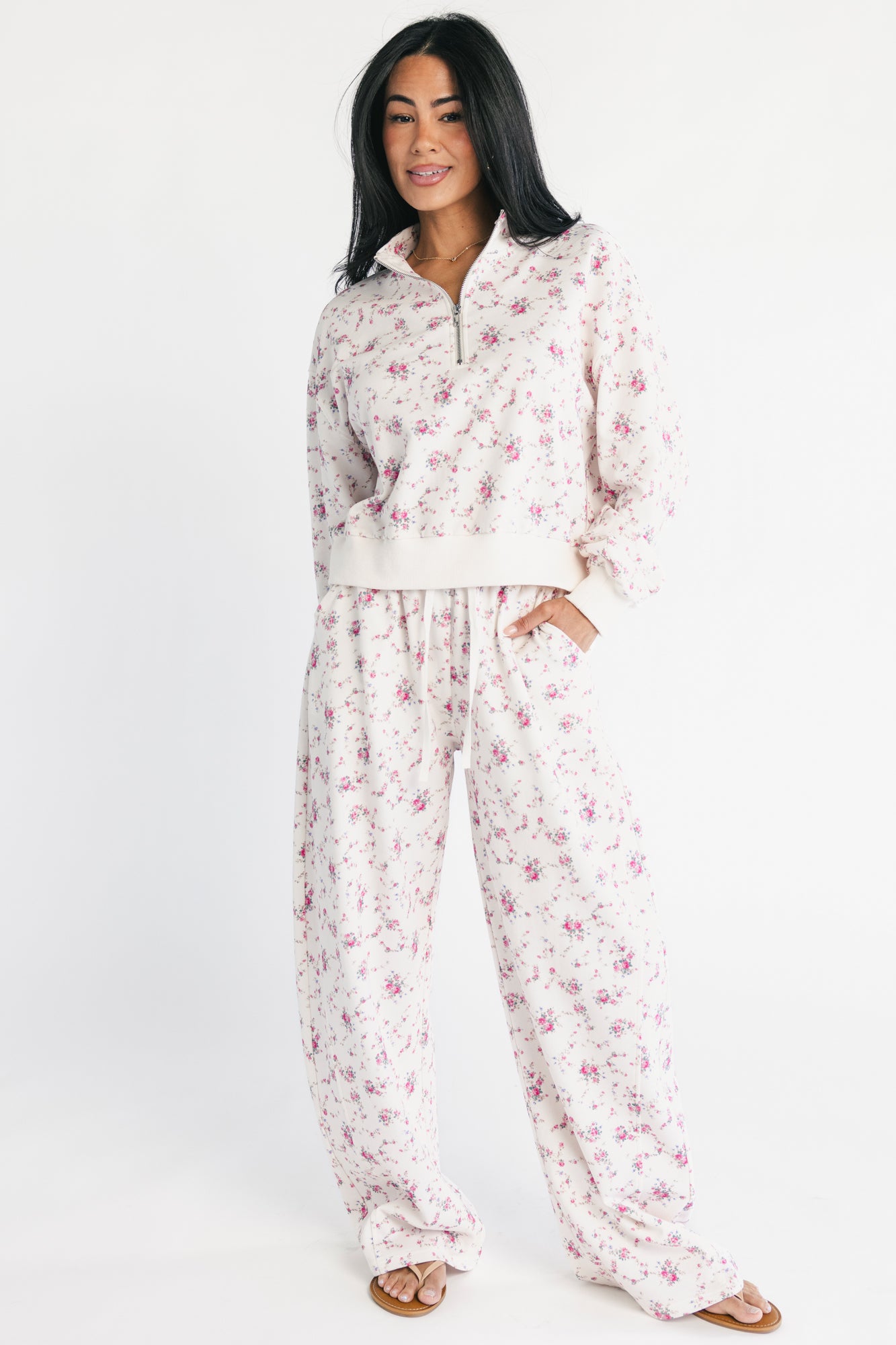 Allison Lounge Set | Ivory + Pink Floral