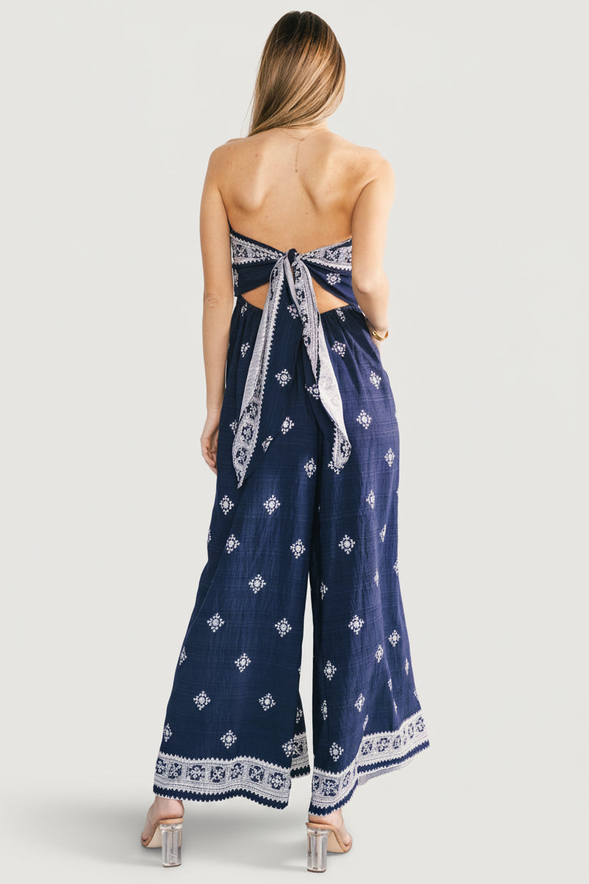 Córdoba Strapless Jumpsuit | Navy Print - Image 4