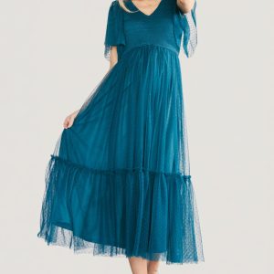 Martha Smocked Tulle Dress | Teal