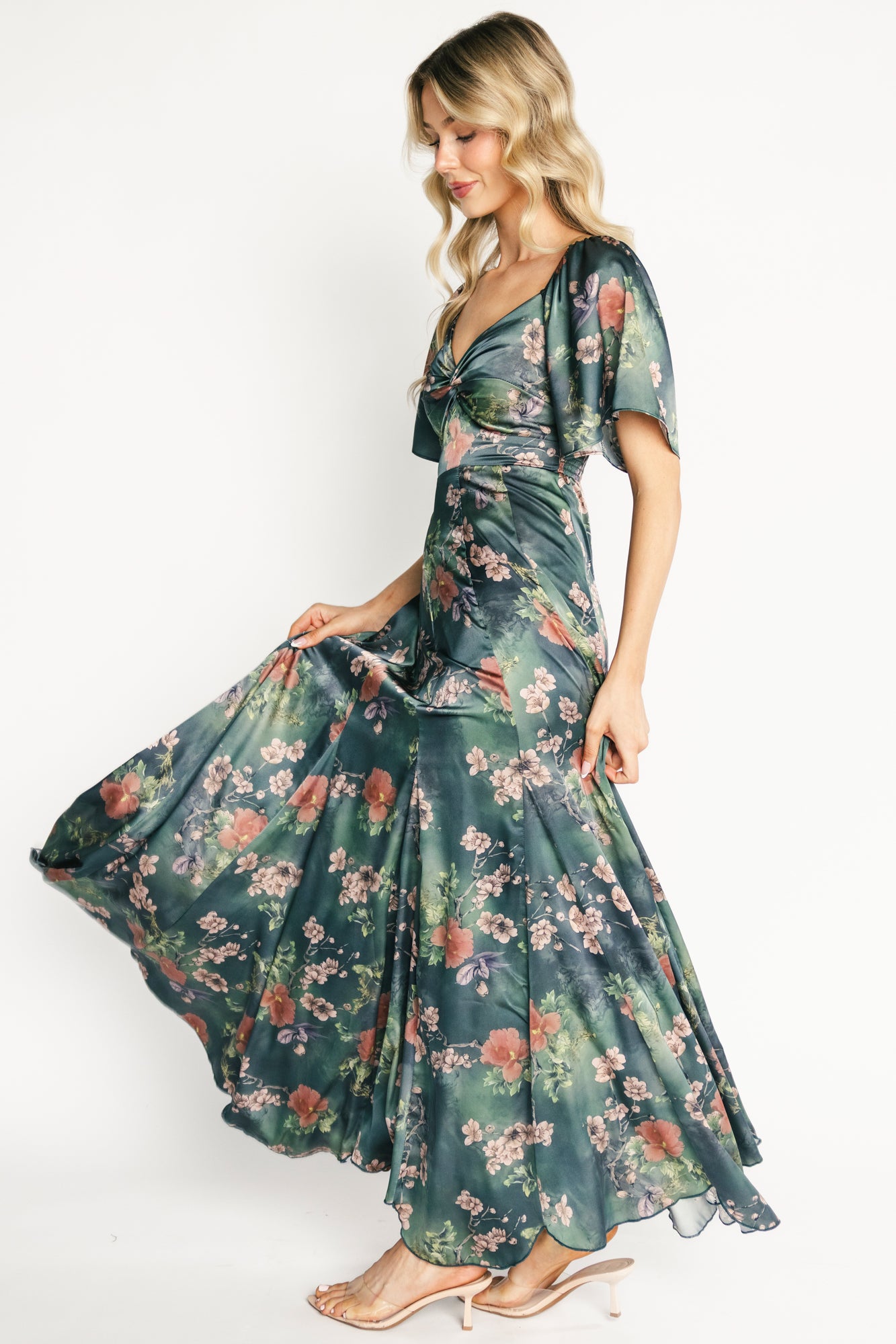 Caterina Maxi Dress | Dark Green Floral - Image 5