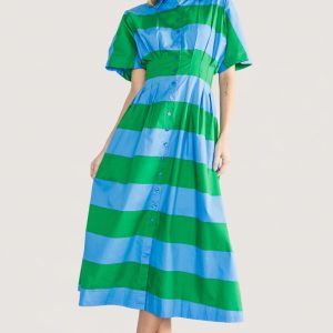 Tracy Shirt Dress | Blue + Green Stripe