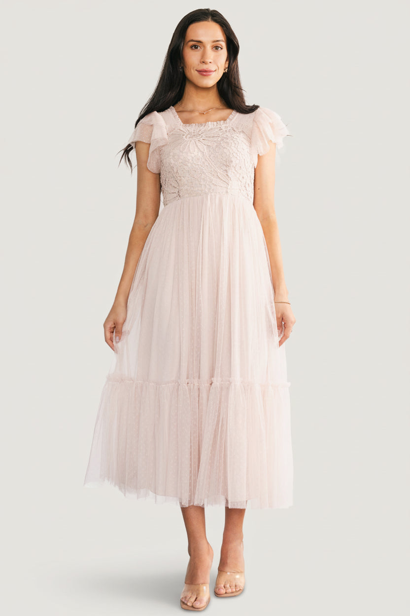 Elowyn Lace Top Midi Dress | Natural - Image 5