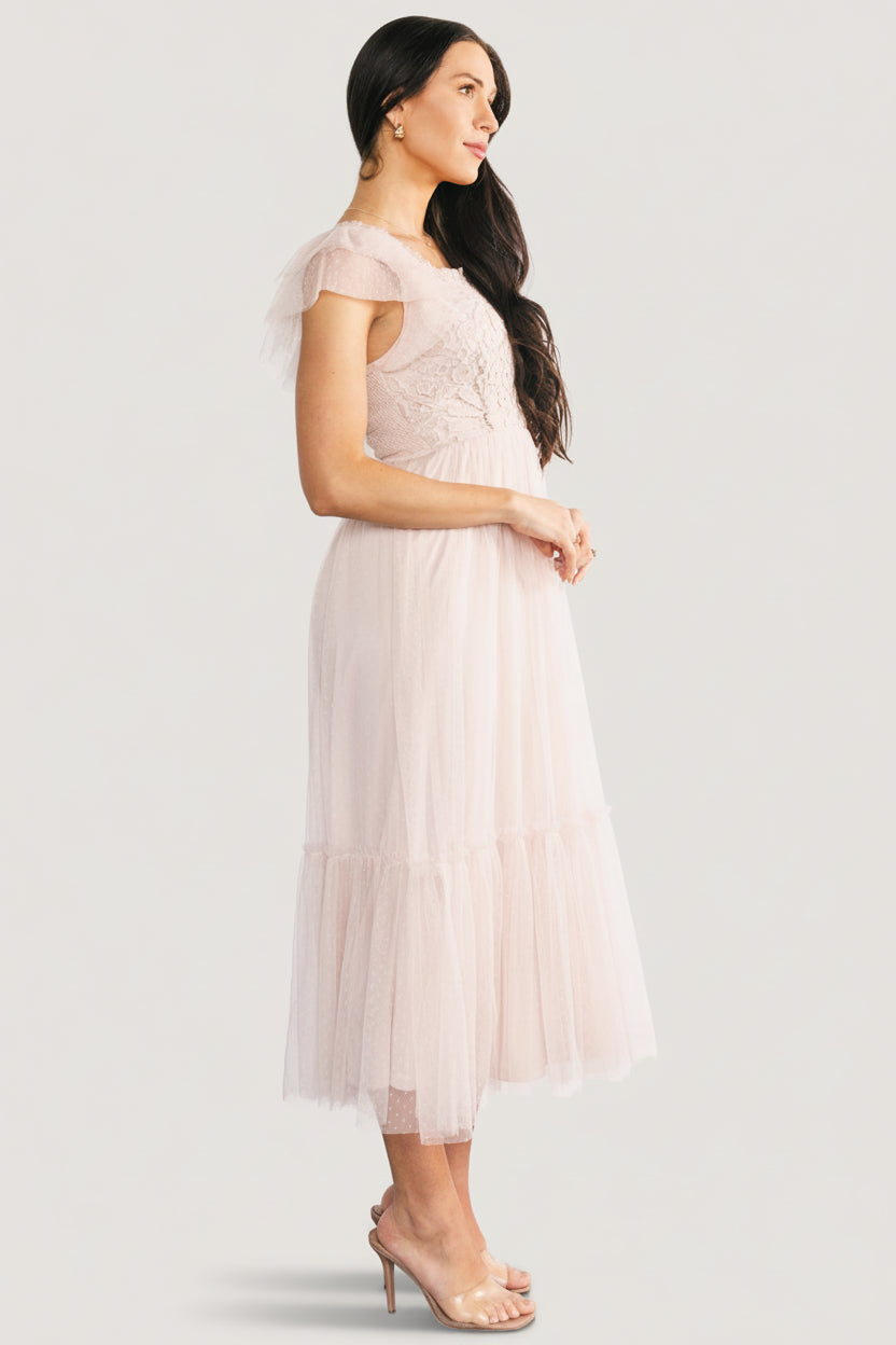 Elowyn Lace Top Midi Dress | Natural - Image 3