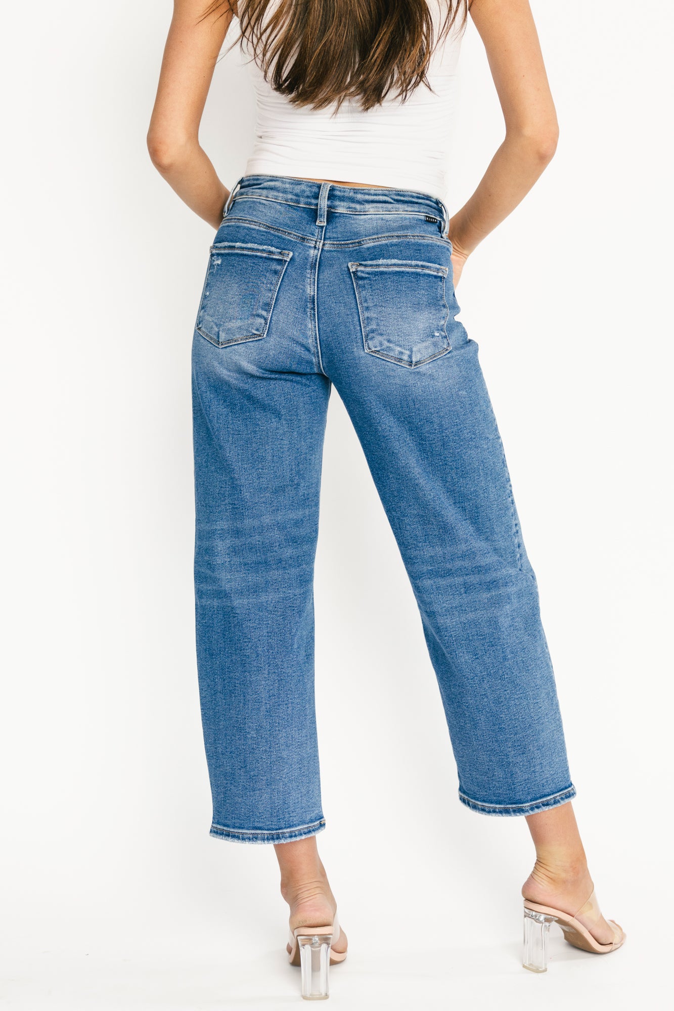 Lumi High Rise Crop Barrel Jeans | Medium Wash - Image 4