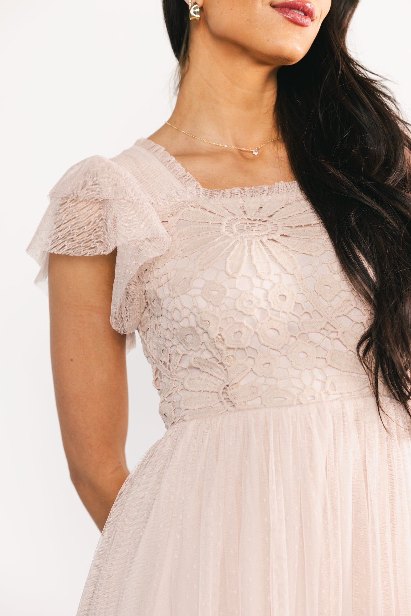 Elowyn Lace Top Midi Dress | Natural - Image 2