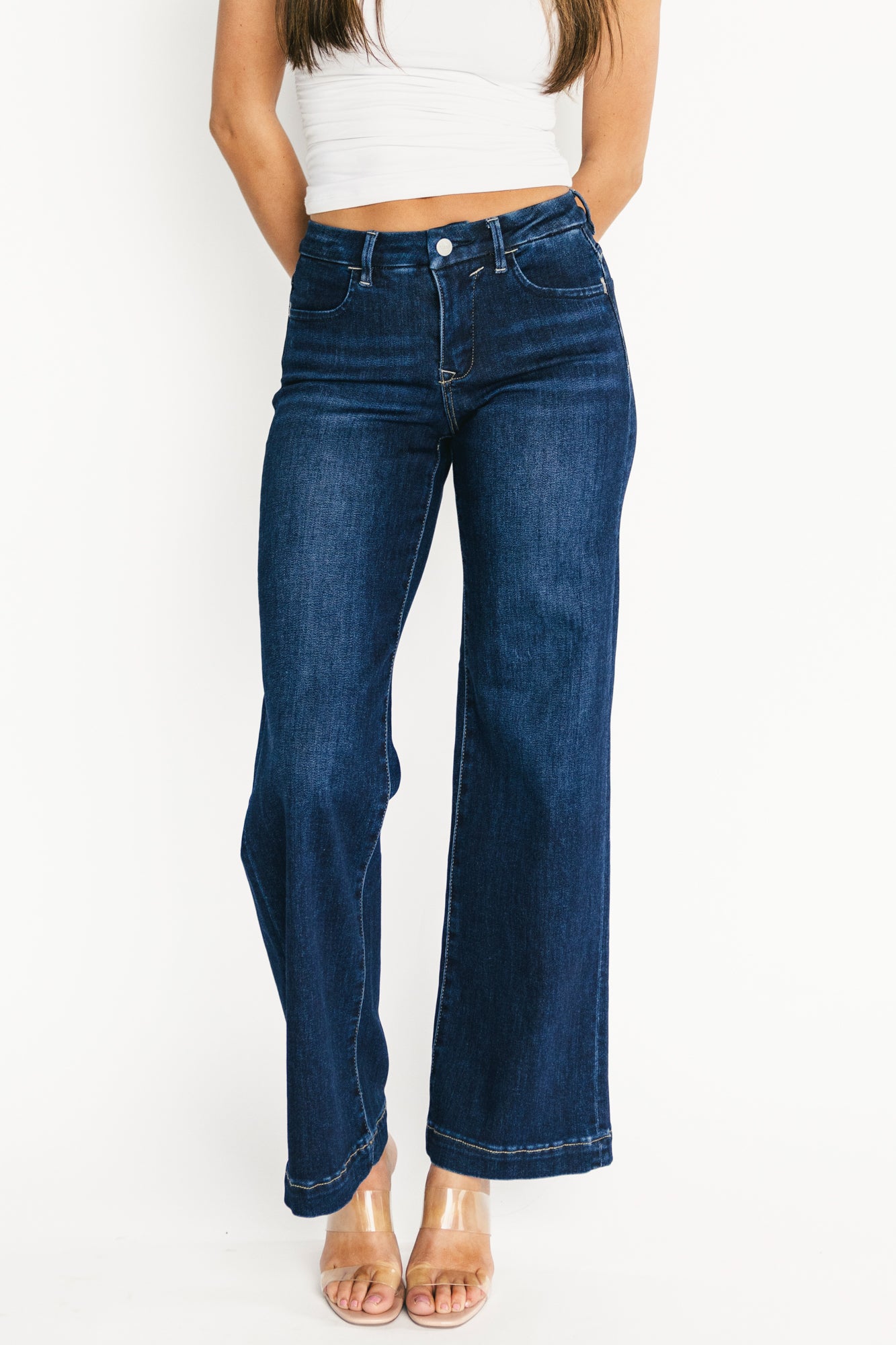 Charme Mid Rise Wide Leg Jeans | Dark Wash - Image 5