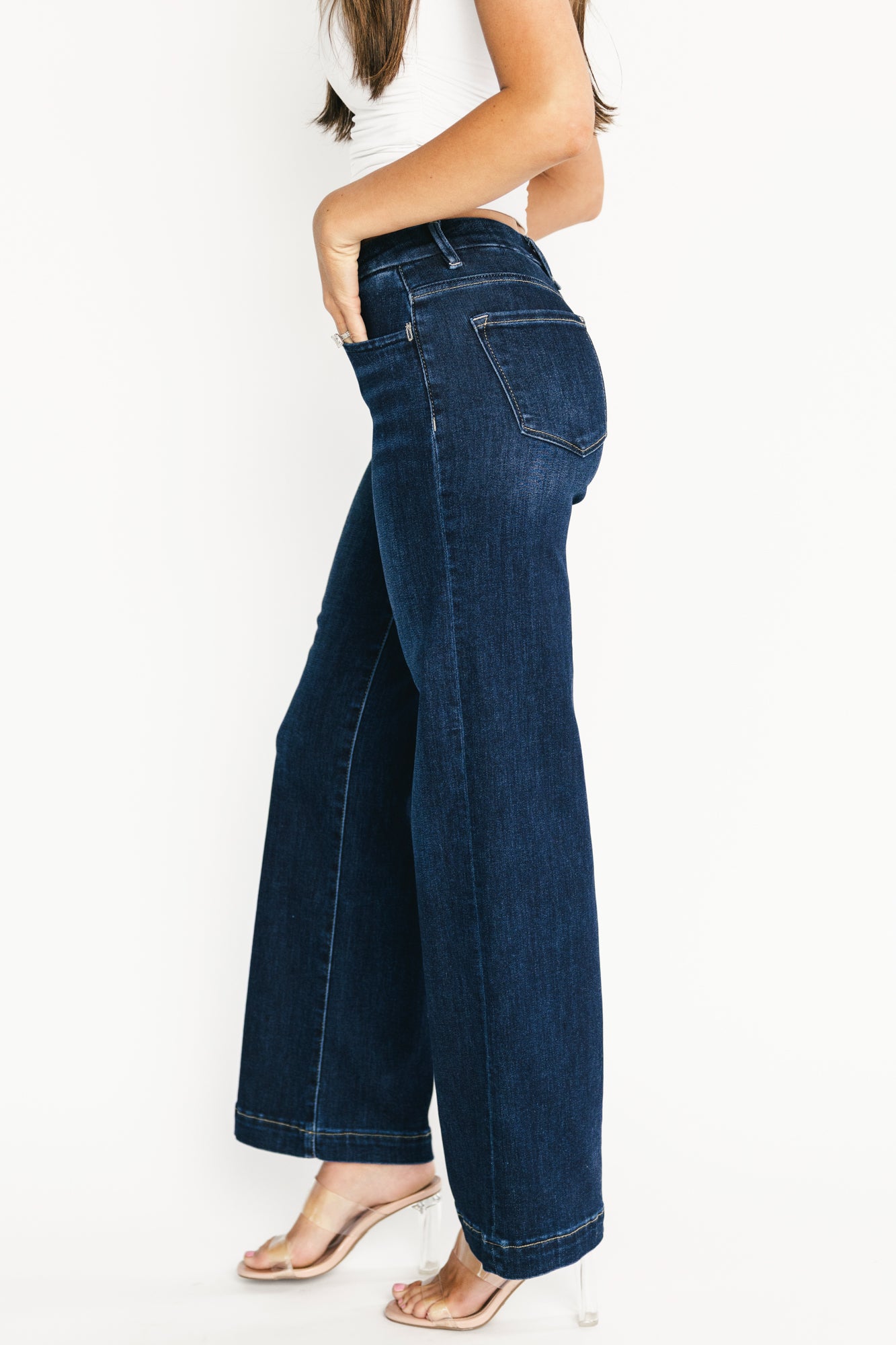 Charme Mid Rise Wide Leg Jeans | Dark Wash - Image 4