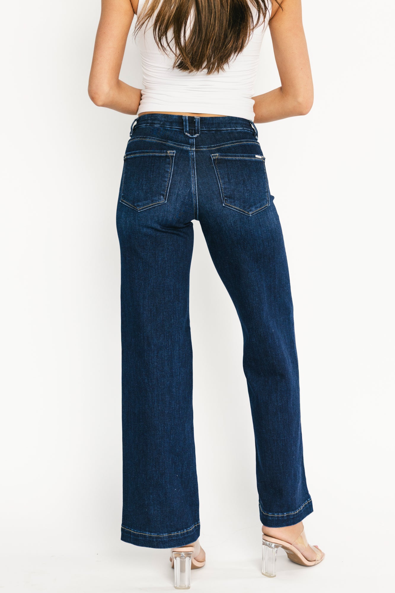 Charme Mid Rise Wide Leg Jeans | Dark Wash - Image 3