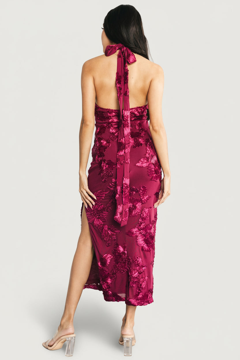 Lacey Halter Midi Dress | Berry Floral - Image 5