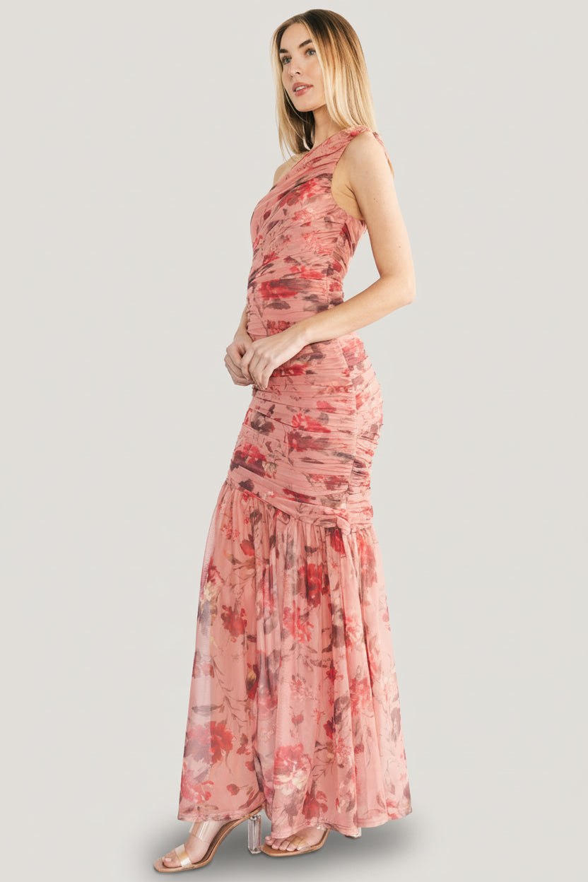 Emeline One Shoulder Maxi Dress | Pink Floral - Image 5