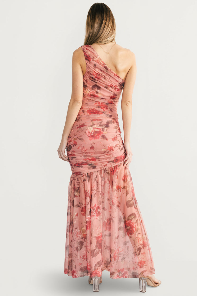 Emeline One Shoulder Maxi Dress | Pink Floral - Image 3