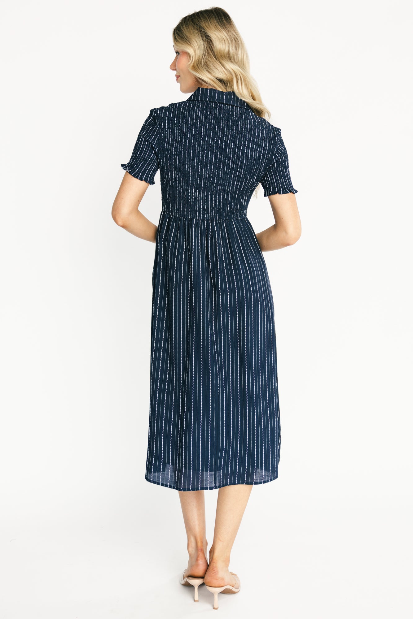 Dottie Striped Midi Dress | Navy - Image 4