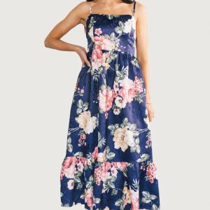 Cherie Jacquard Dress | Navy Multi Floral