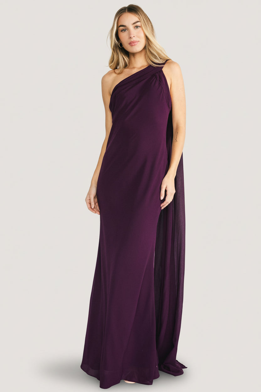 Julianne One Shoulder Maxi Dress | Dark Plum - Image 2