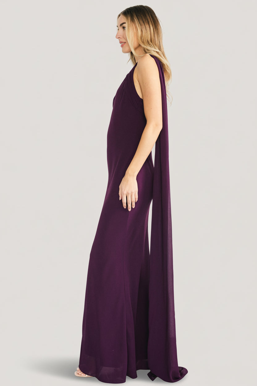 Julianne One Shoulder Maxi Dress | Dark Plum - Image 4