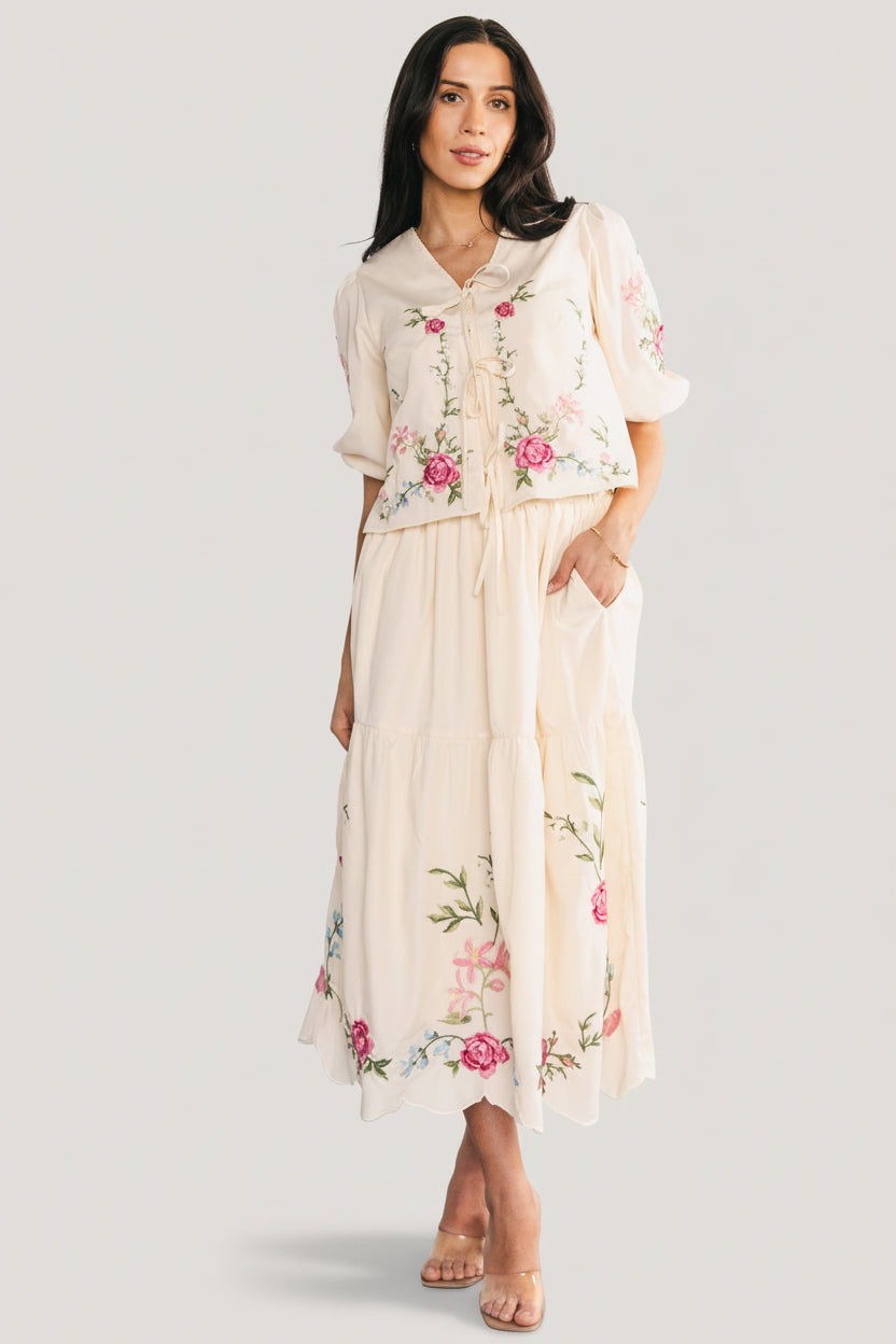 Josephine Top + Skirt Set | Cream Floral