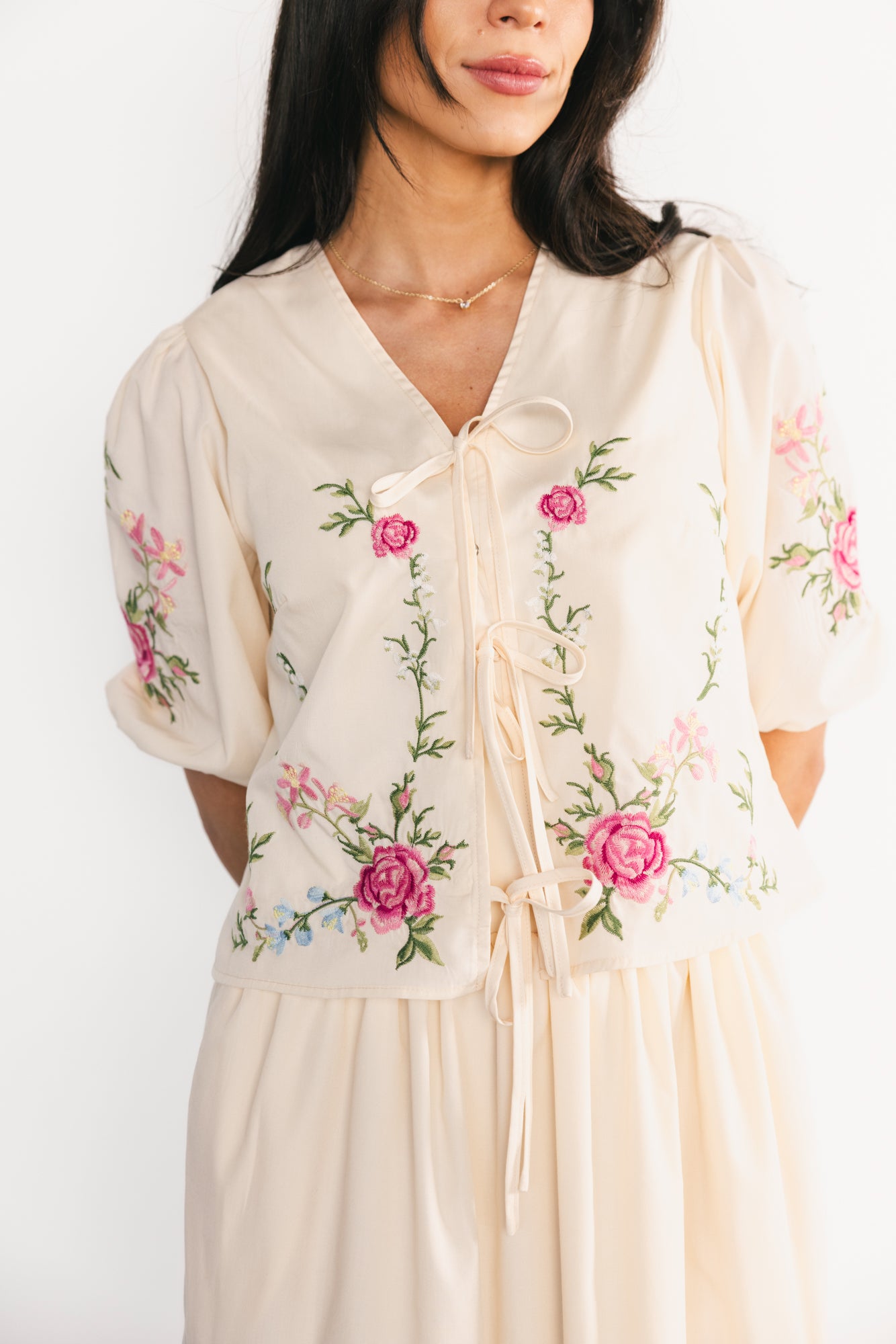 Josephine Top + Skirt Set | Cream Floral - Image 4