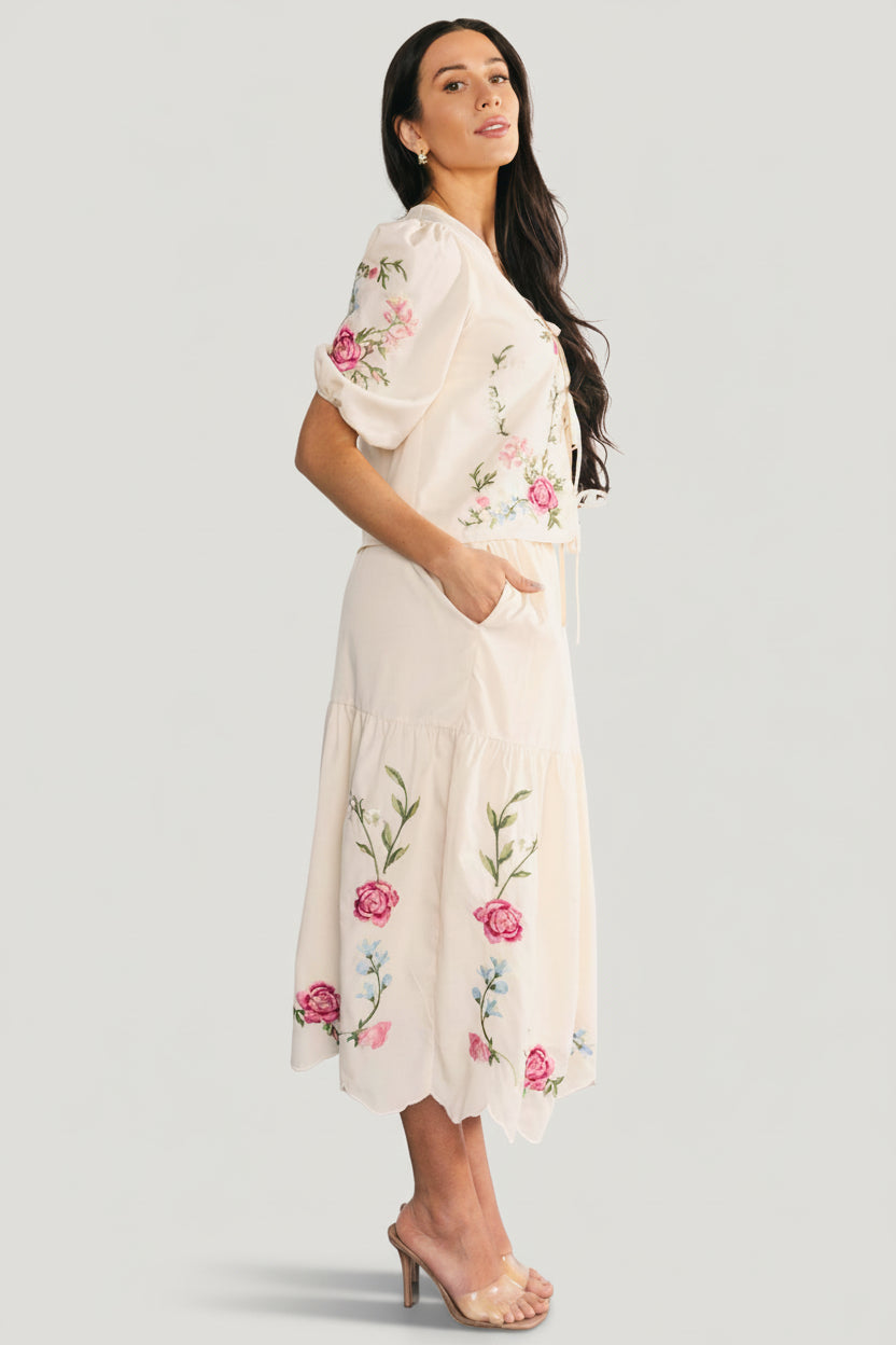 Josephine Top + Skirt Set | Cream Floral - Image 6