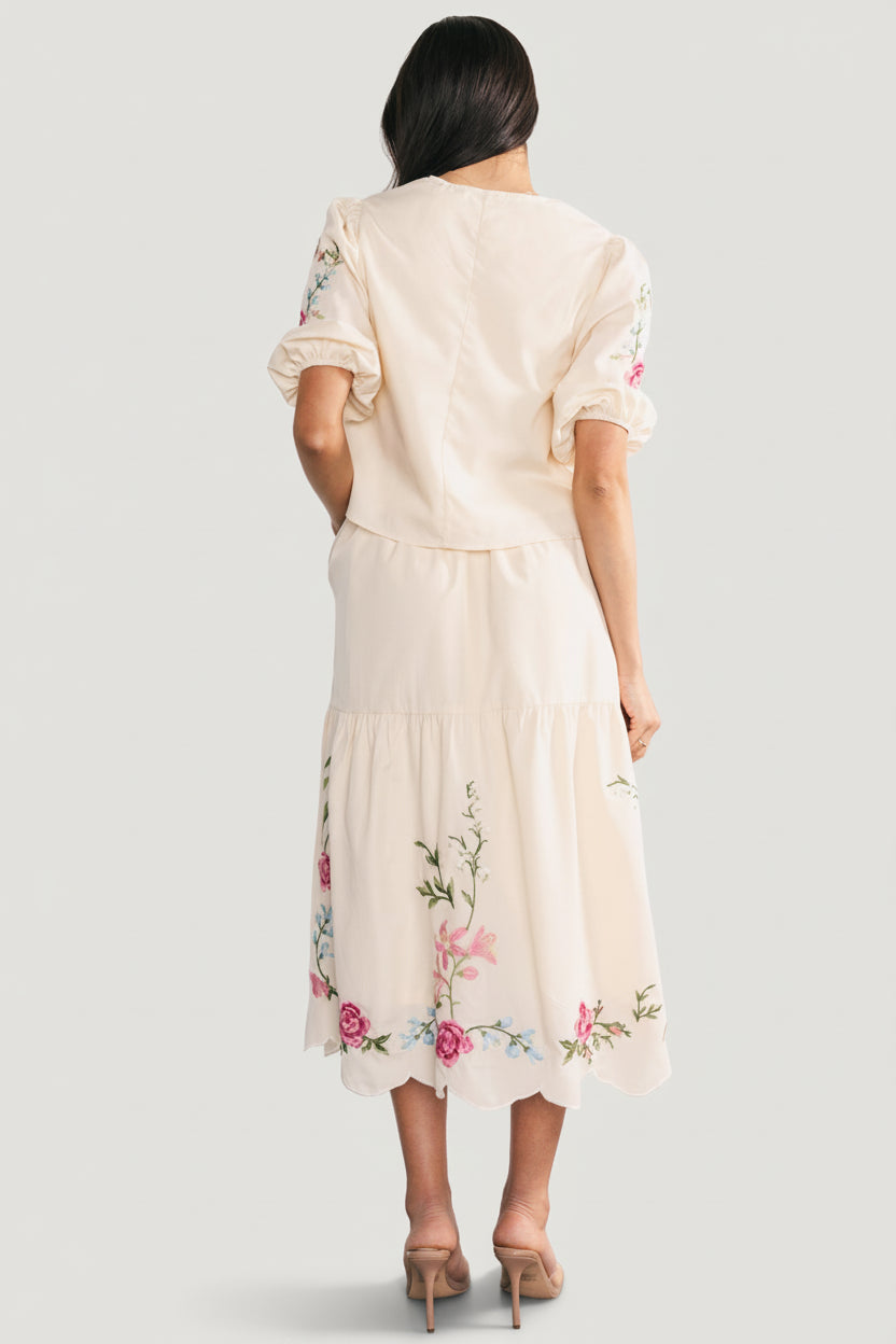 Josephine Top + Skirt Set | Cream Floral - Image 3