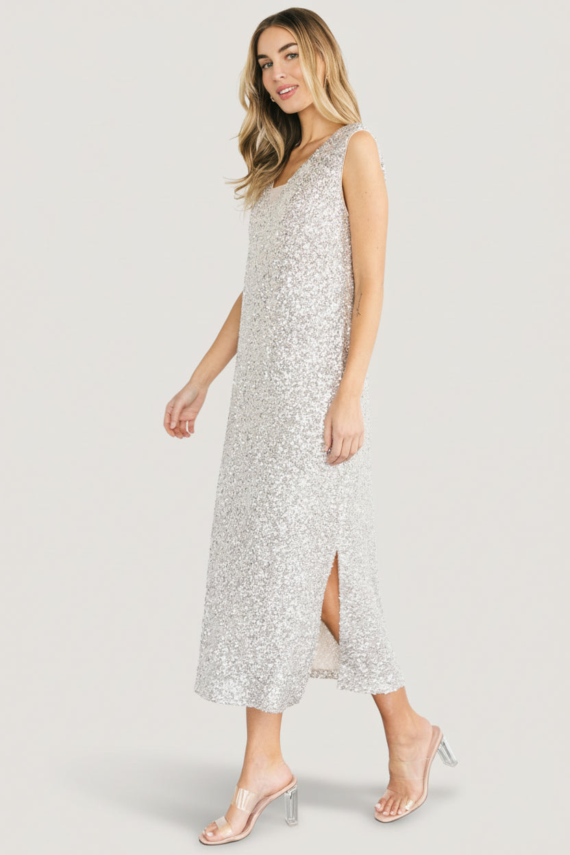 Marissa Sequin Midi Dress | Champagne - Image 7