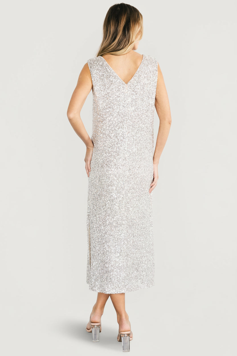 Marissa Sequin Midi Dress | Champagne - Image 3