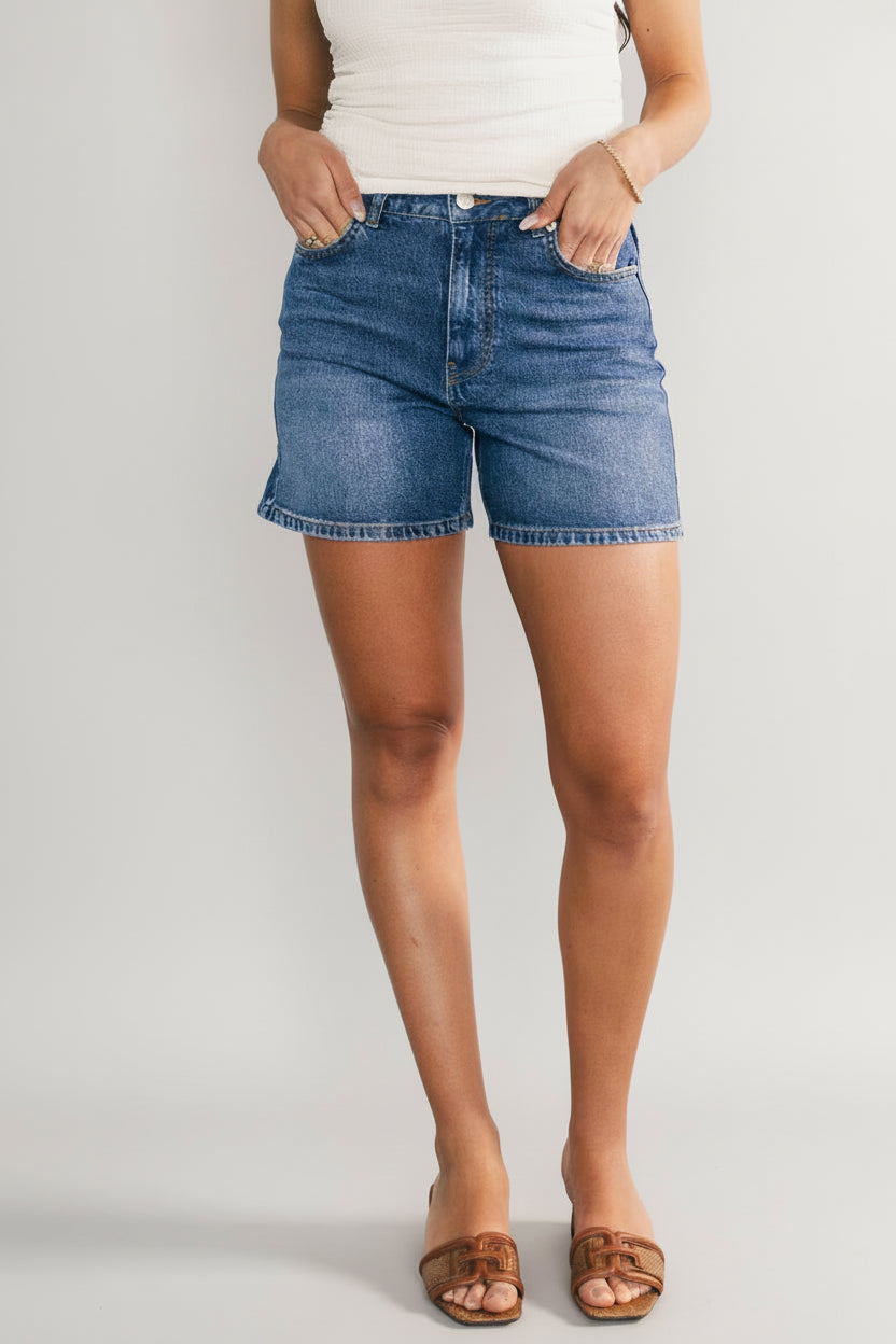 Lennon High Rise Jean Shorts | Medium Wash