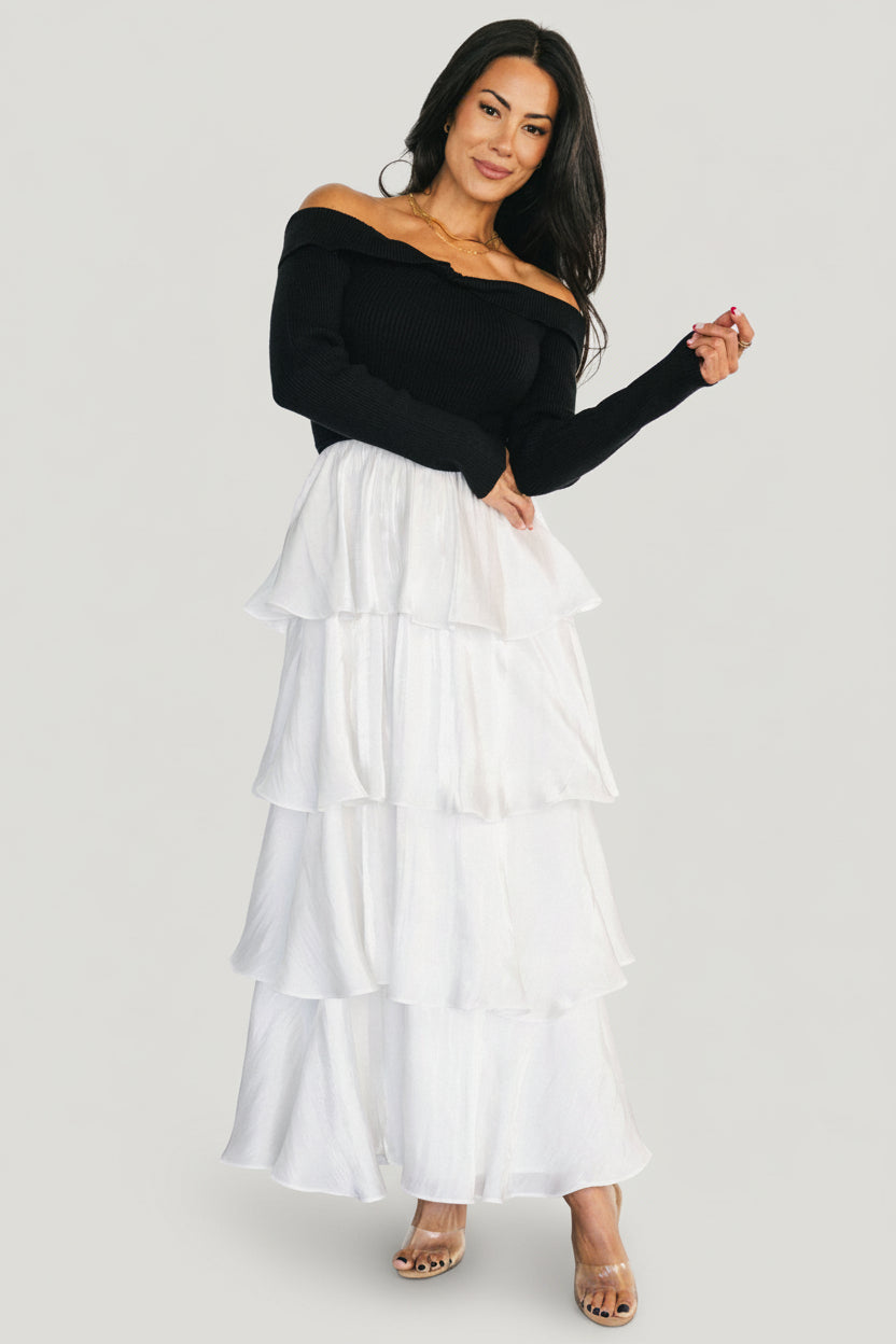 Maelie Tiered Maxi Dress | Black + White - Image 5