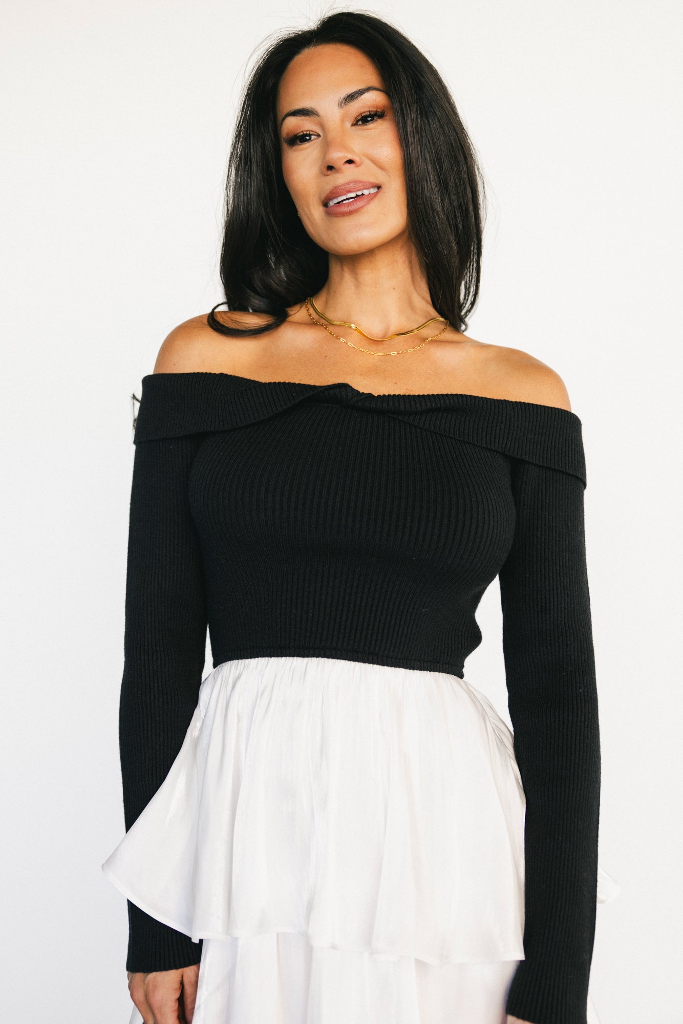Maelie Tiered Maxi Dress | Black + White - Image 2