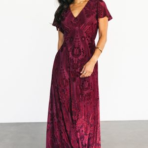 Kimberly Velvet Maxi Dress | Wine