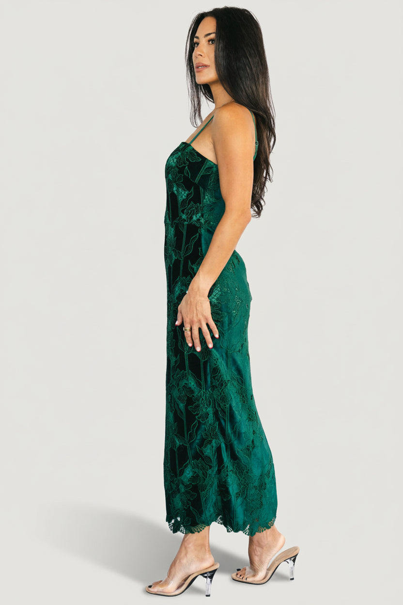 Nadia Lace Midi Dress | Emerald - Image 5