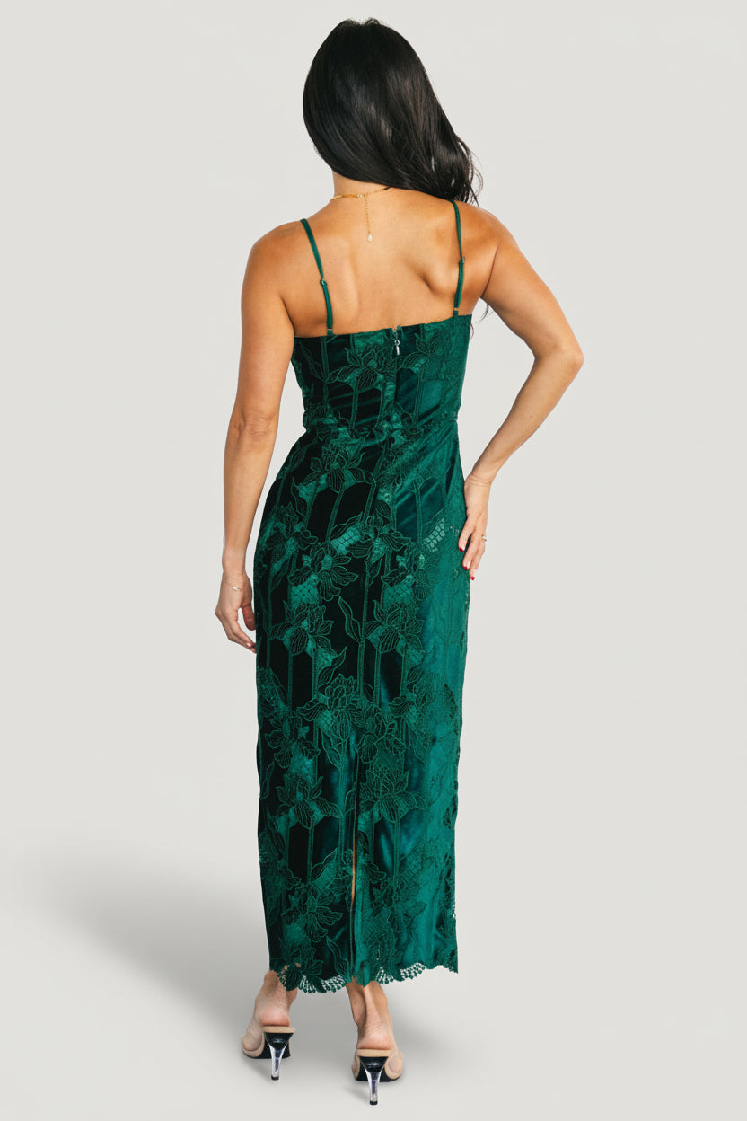 Nadia Lace Midi Dress | Emerald - Image 3
