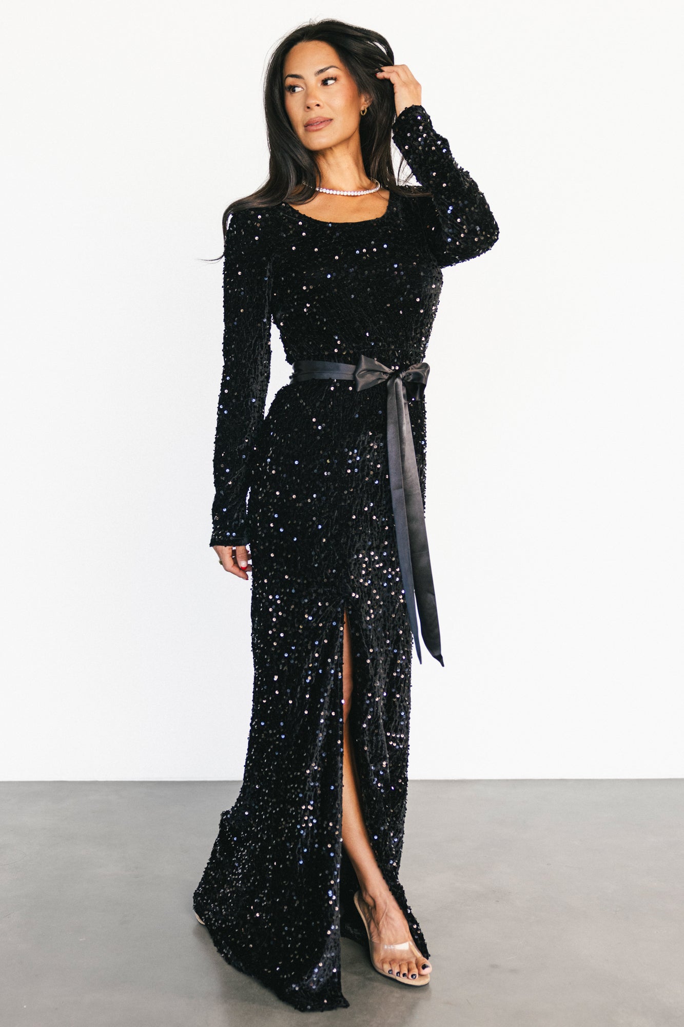 Julia Sequin Maxi Dress | Black - Image 7