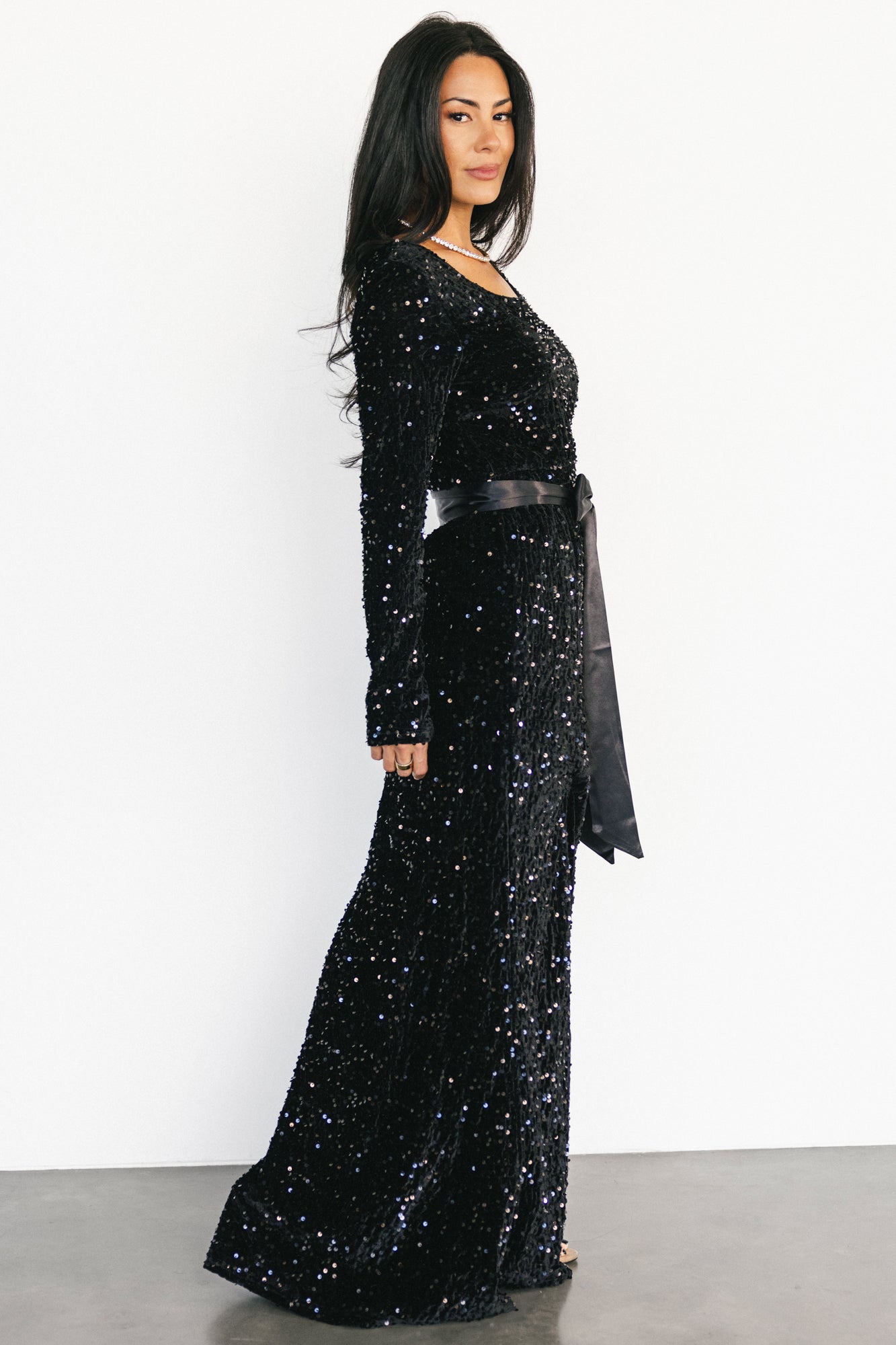 Julia Sequin Maxi Dress | Black - Image 3