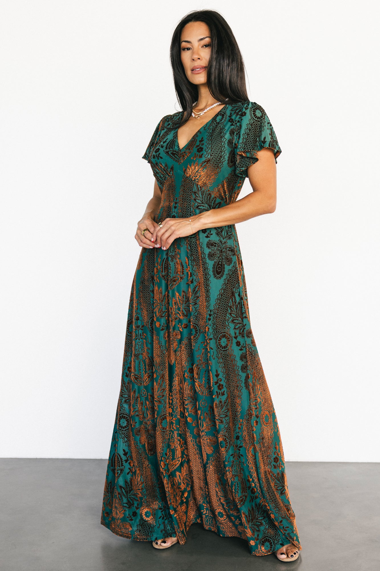 Kimberly Velvet Maxi Dress | Jade + Bronze - Image 6