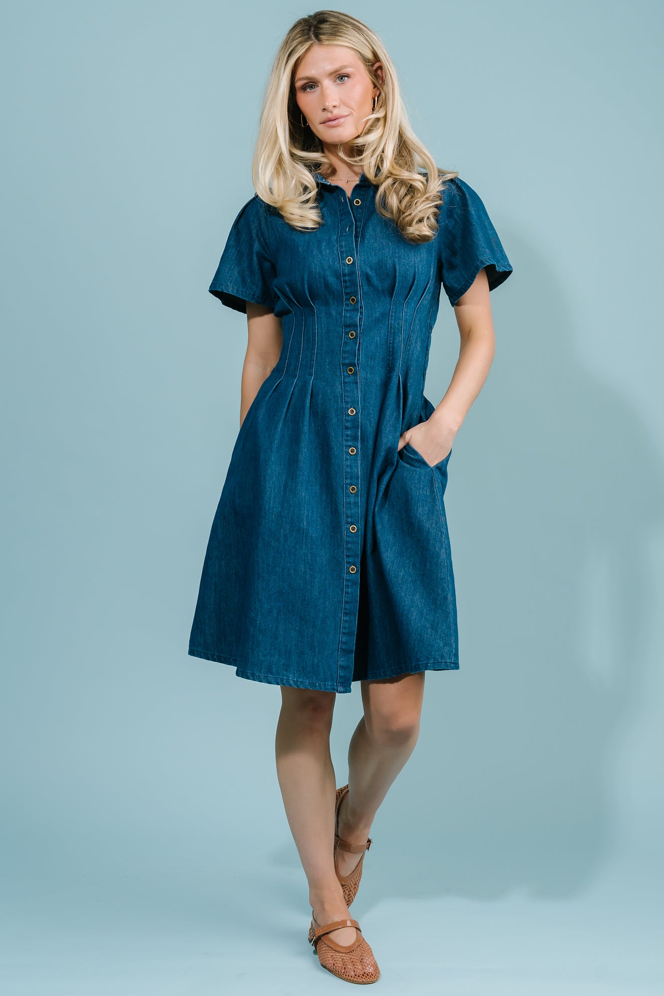 Coco Denim Short Dress | Dark Wash - Image 2