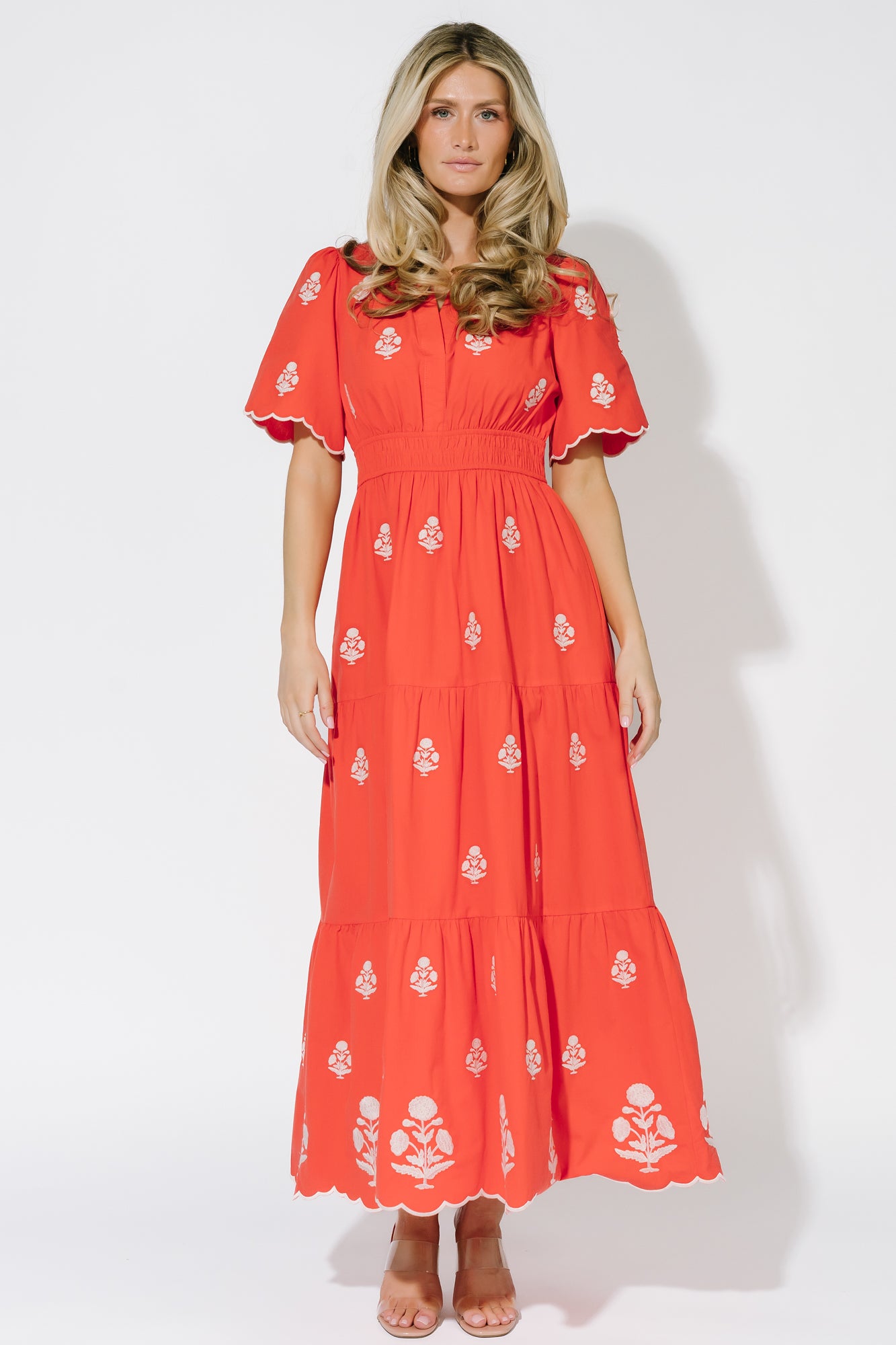 Delilah Embroidered Maxi Dress | Red - Image 2