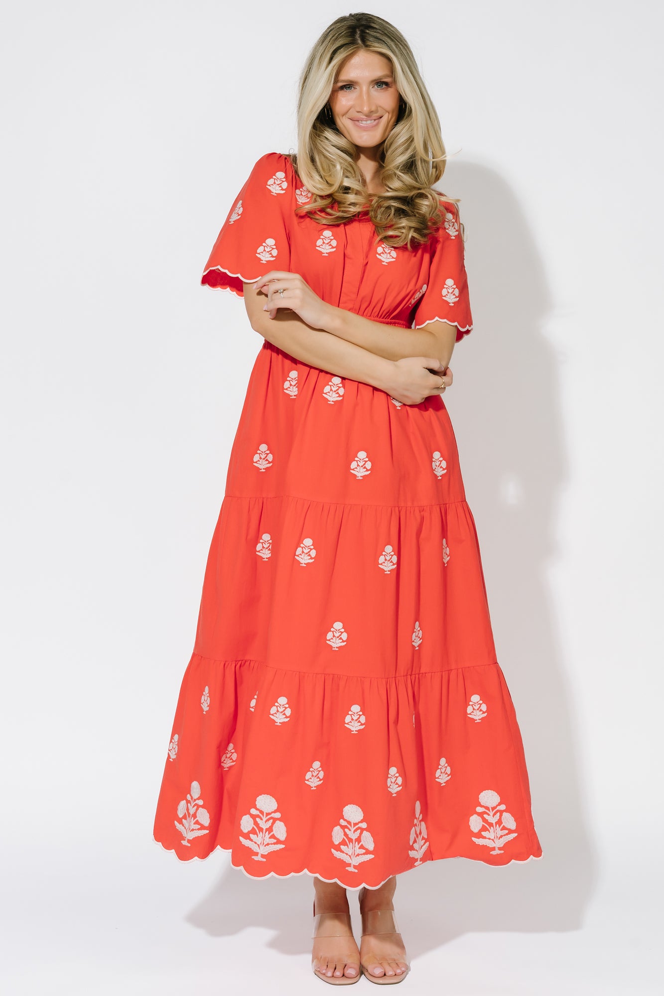 Delilah Embroidered Maxi Dress | Red - Image 5