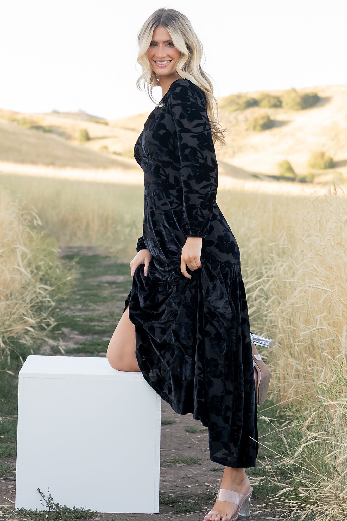 Vienna Velvet Maxi Dress | Black - Image 5