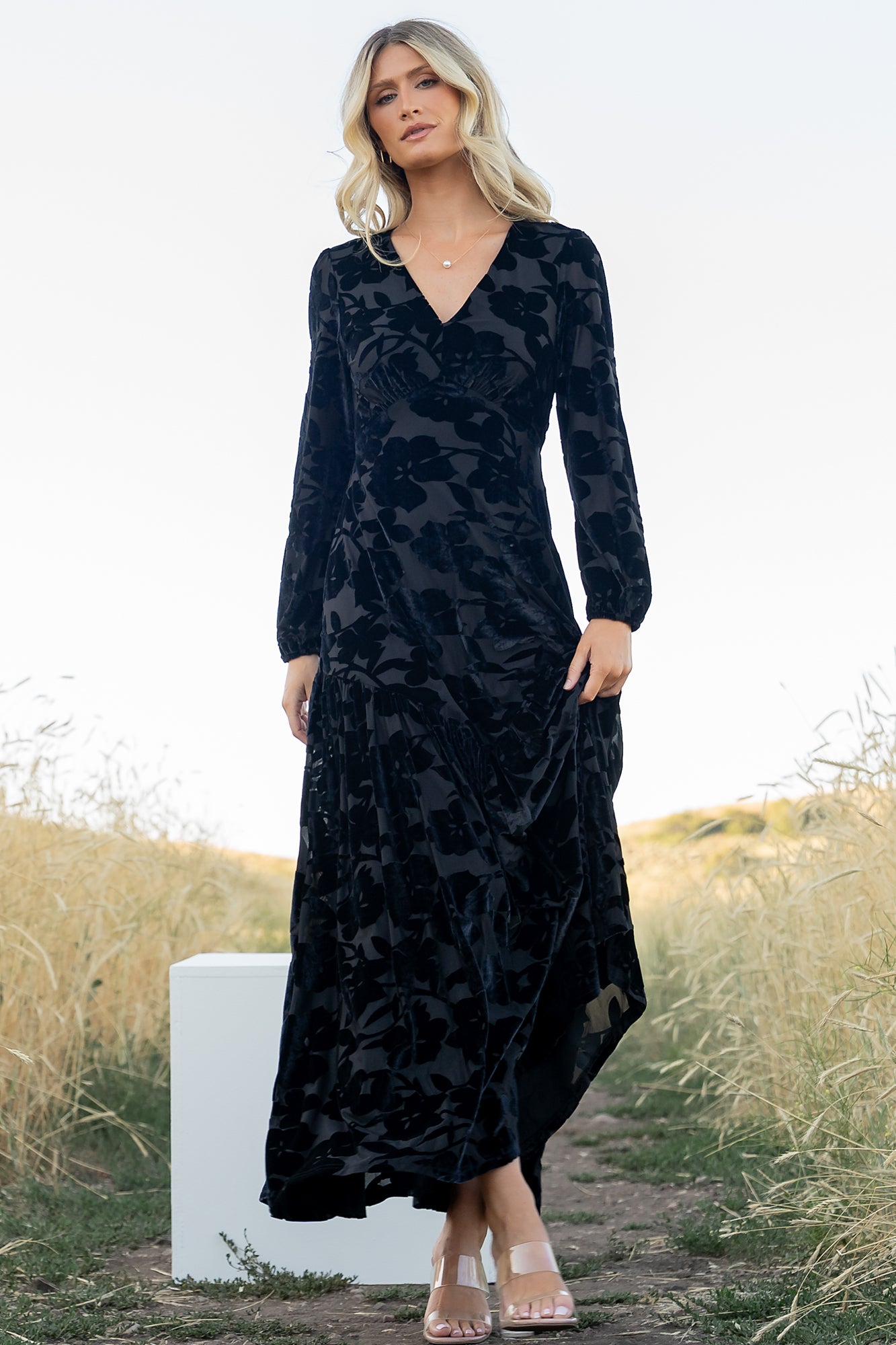 Vienna Velvet Maxi Dress | Black - Image 7