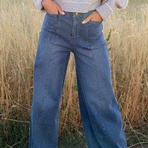 Emmi Mid Rise Wide Leg Jeans | Dark Wash