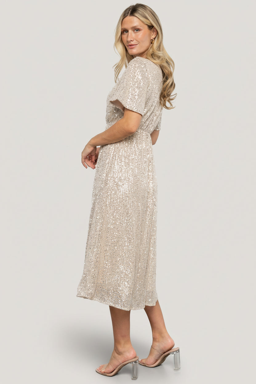 Mayfair Sequin Midi Dress | Champagne - Image 6