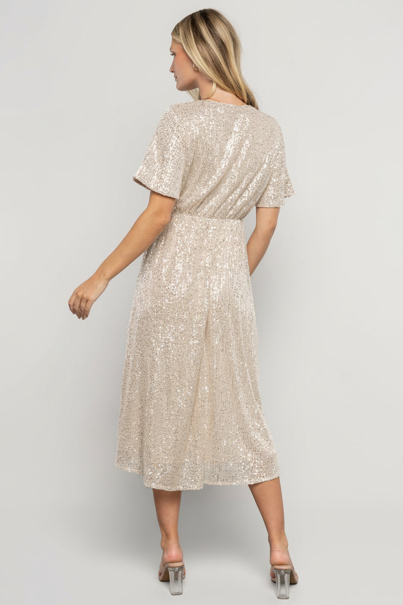 Mayfair Sequin Midi Dress | Champagne - Image 4