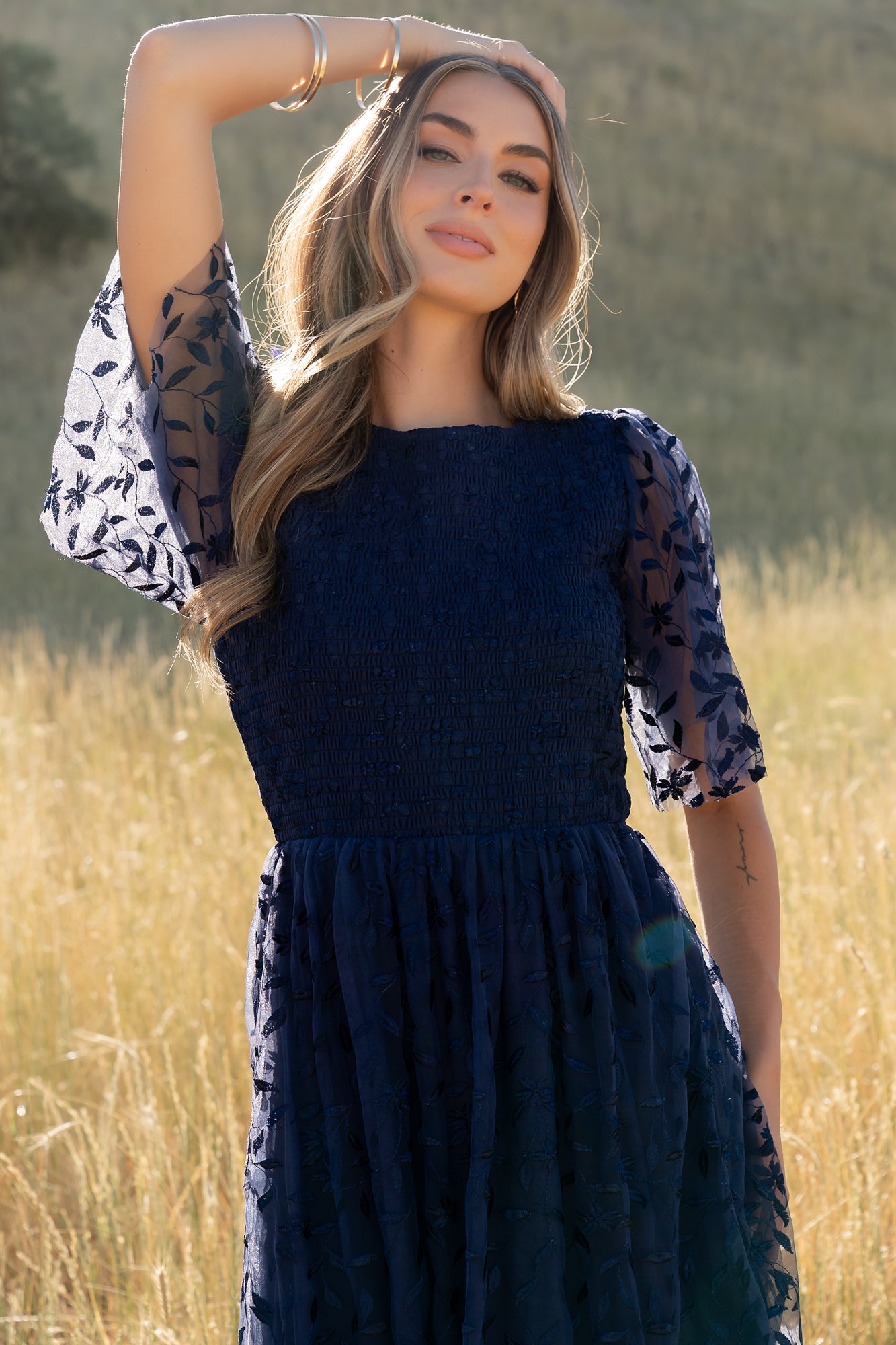 Kendra Embroidered Dress | Navy - Image 4