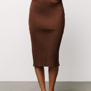 Stormi Ribbed Midi Skirt | Brown