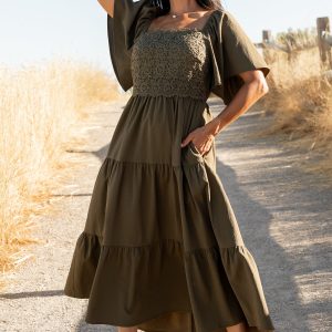 Fauna Lace Top Dress | Olive