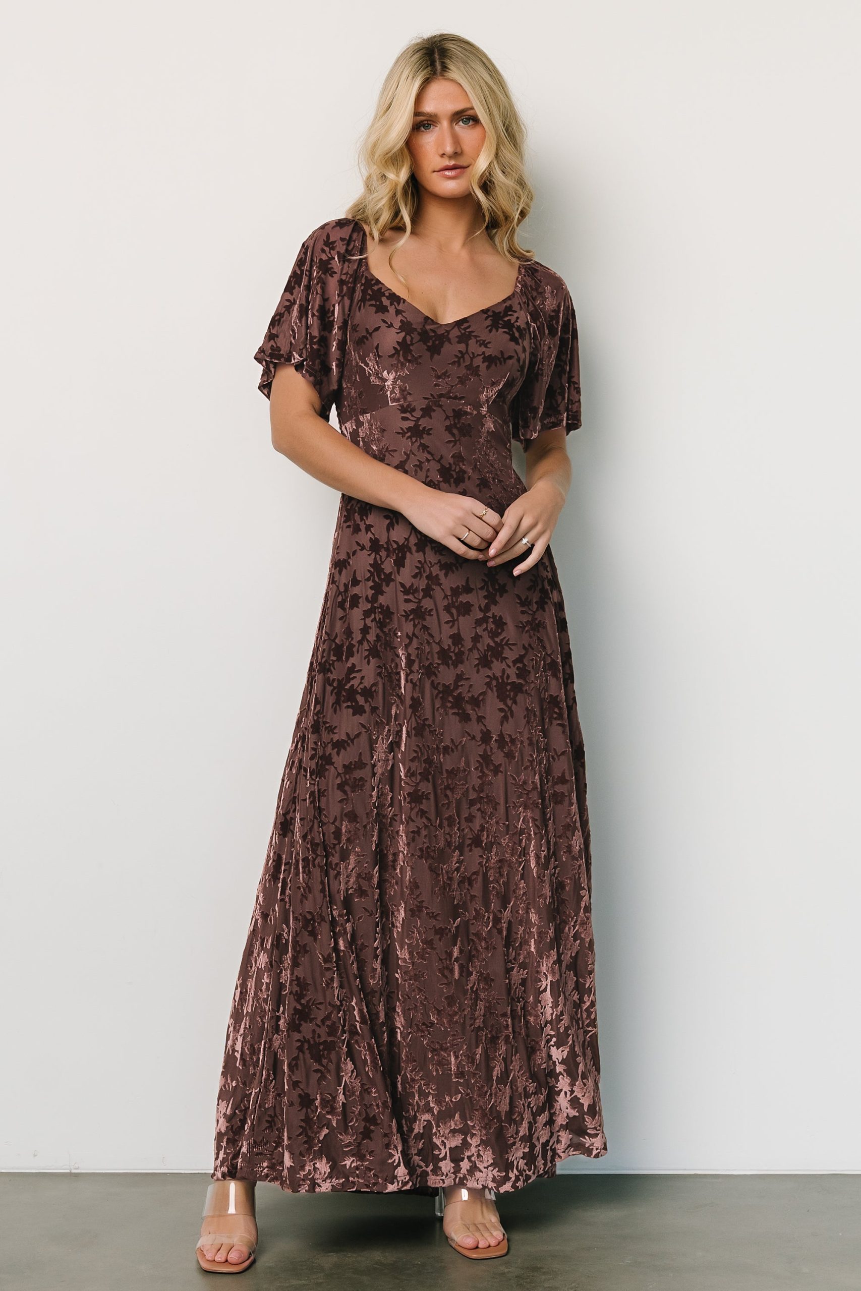 Everley Velvet Maxi Dress | Espresso - Image 2