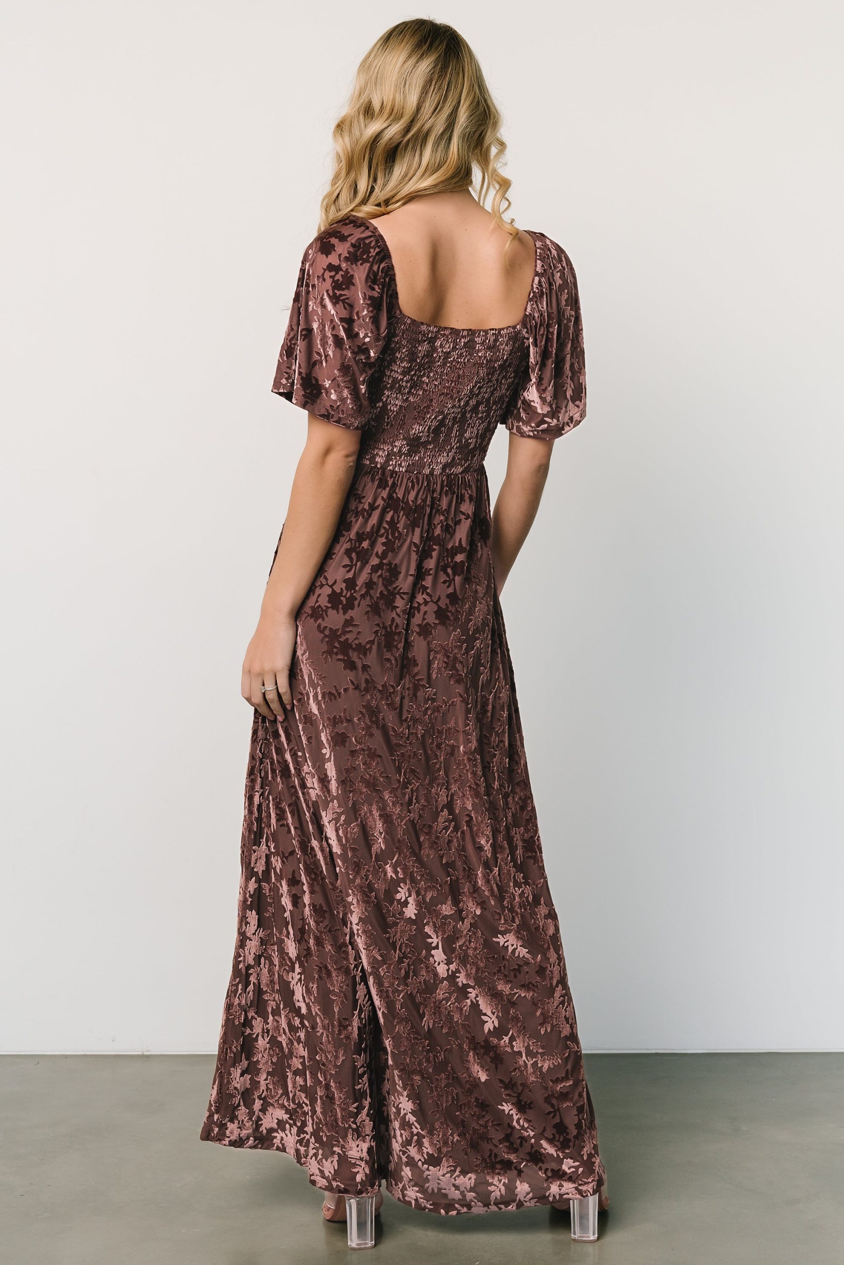 Everley Velvet Maxi Dress | Espresso - Image 7